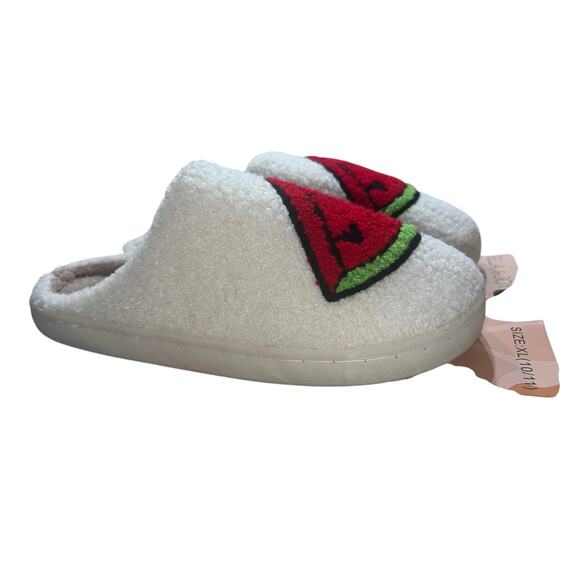 Ella & Joy Women's Slippers White & Watermelons Slip On Cozy Size XL (10/11) New - Picture 3 of 6